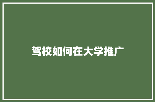 驾校如何在大学推广
