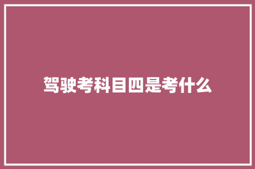 驾驶考科目四是考什么