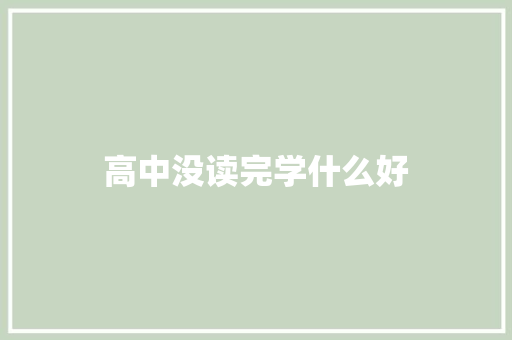 高中没读完学什么好