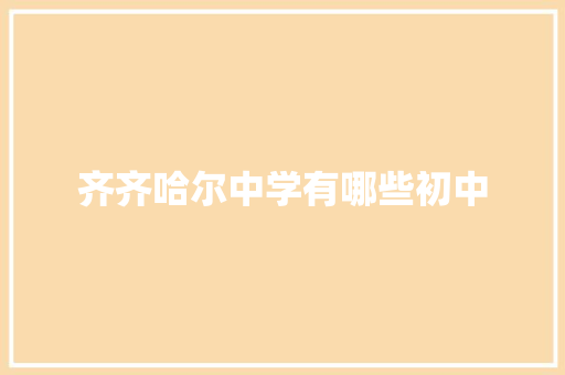 齐齐哈尔中学有哪些初中 会议纪要