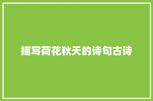 描写荷花秋天的诗句古诗