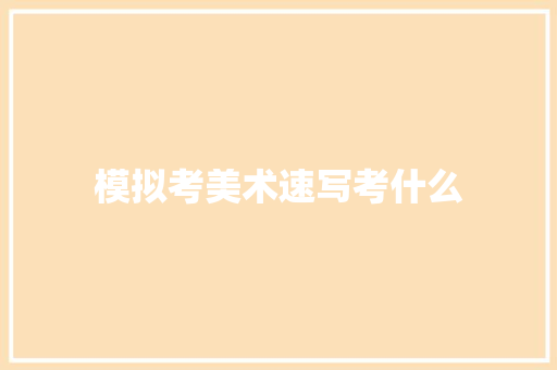 模拟考美术速写考什么