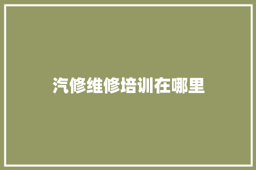 汽修维修培训在哪里