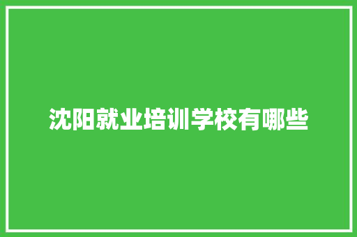 沈阳就业培训学校有哪些