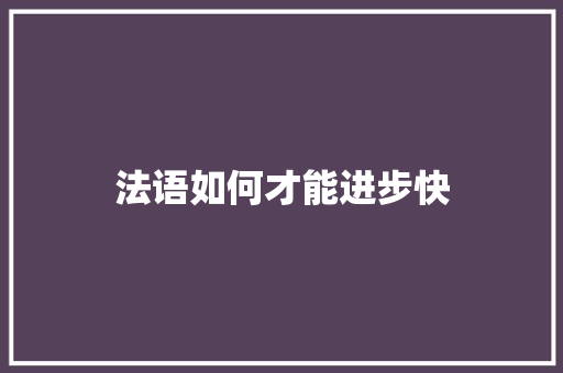 法语如何才能进步快