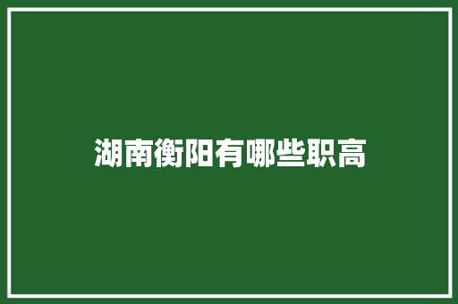 湖南衡阳有哪些职高