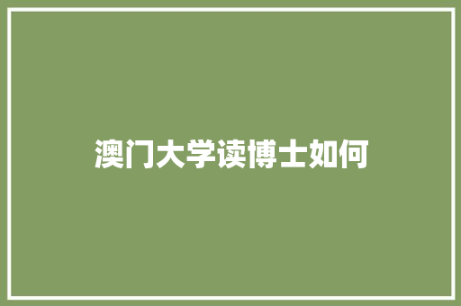 澳门大学读博士如何