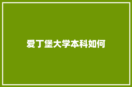爱丁堡大学本科如何
