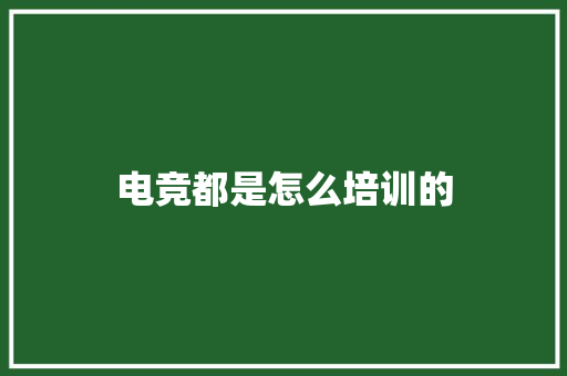 电竞都是怎么培训的