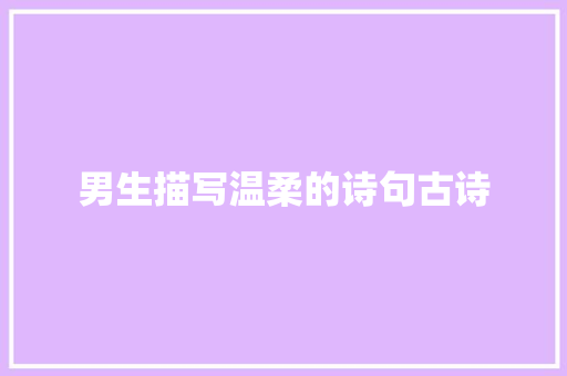男生描写温柔的诗句古诗