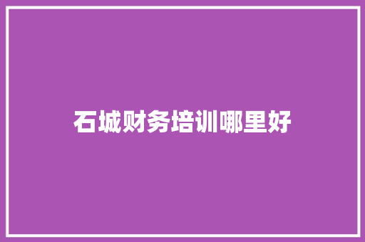 石城财务培训哪里好