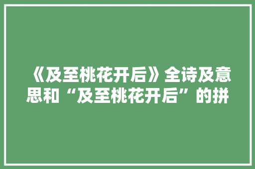 《及至桃花开后》全诗及意思和“及至桃花开后”的拼音注释