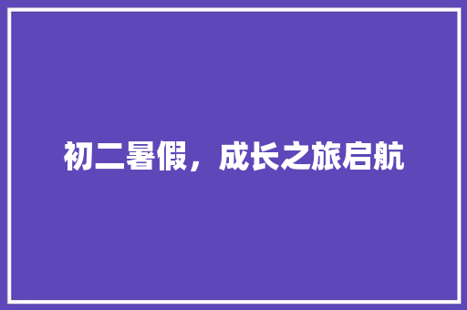初二暑假，成长之旅启航