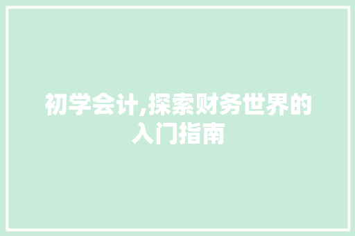 初学会计,探索财务世界的入门指南 诗词鉴赏