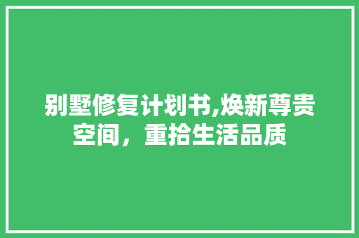 别墅修复计划书,焕新尊贵空间，重拾生活品质
