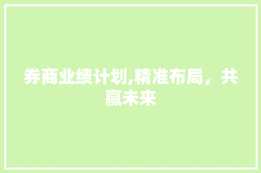 券商业绩计划,精准布局，共赢未来 会议纪要