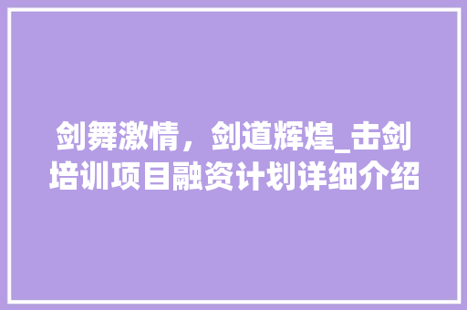 剑舞激情，剑道辉煌_击剑培训项目融资计划详细介绍 会议纪要
