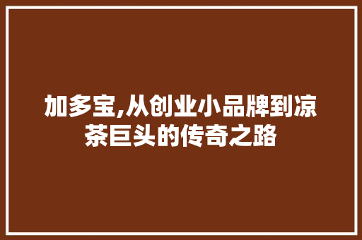 加多宝,从创业小品牌到凉茶巨头的传奇之路
