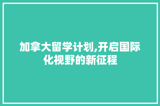 加拿大留学计划,开启国际化视野的新征程 职场写作