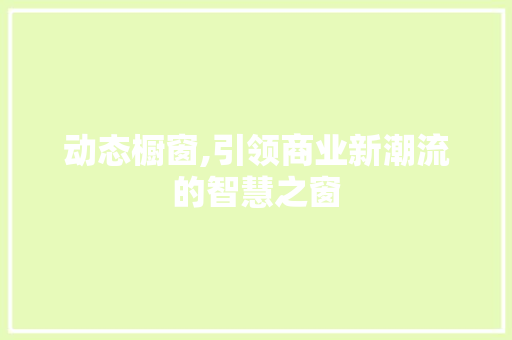 动态橱窗,引领商业新潮流的智慧之窗