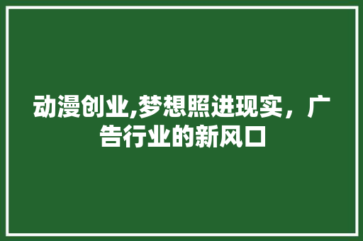 动漫创业,梦想照进现实，广告行业的新风口 会议纪要