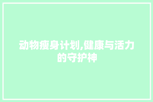 动物瘦身计划,健康与活力的守护神