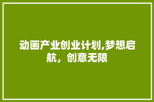 动画产业创业计划,梦想启航，创意无限