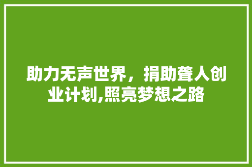 助力无声世界，捐助聋人创业计划,照亮梦想之路