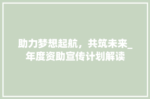 助力梦想起航，共筑未来_年度资助宣传计划解读