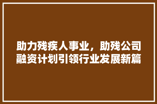 助力残疾人事业，助残公司融资计划引领行业发展新篇章