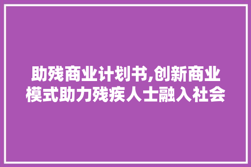 助残商业计划书,创新商业模式助力残疾人士融入社会 工作总结