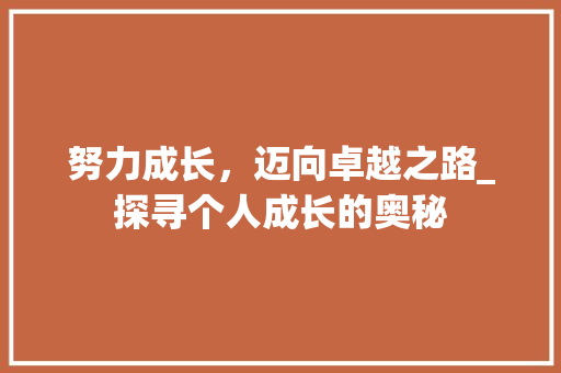努力成长，迈向卓越之路_探寻个人成长的奥秘
