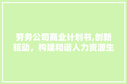 劳务公司商业计划书,创新驱动，构建和谐人力资源生态