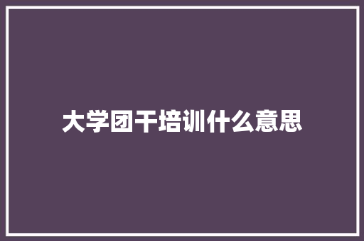 大学团干培训什么意思 社交媒体