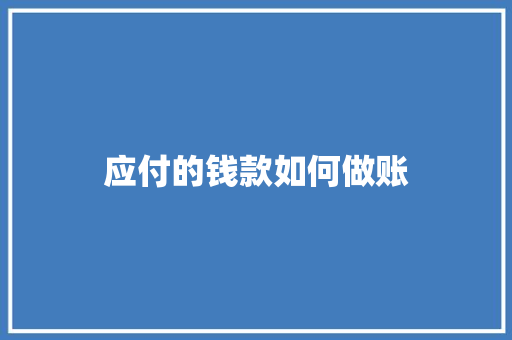 应付的钱款如何做账 社交媒体