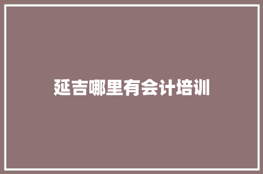 延吉哪里有会计培训