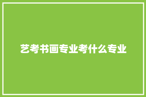 艺考书画专业考什么专业