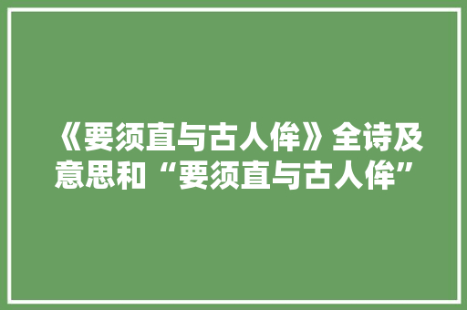 《要须直与古人侔》全诗及意思和“要须直与古人侔”的拼音注释