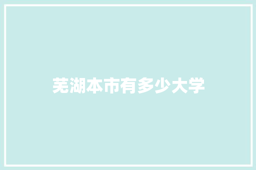 芜湖本市有多少大学