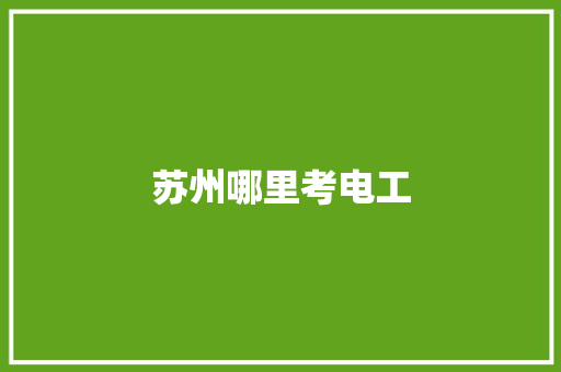 苏州哪里考电工