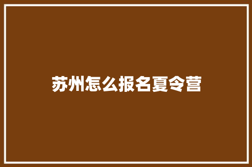 苏州怎么报名夏令营