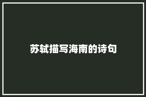 苏轼描写海南的诗句