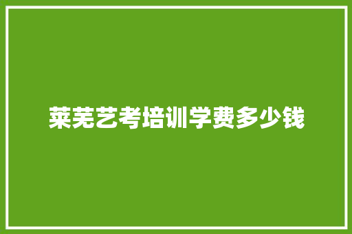 莱芜艺考培训学费多少钱