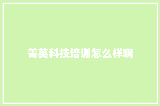 菁英科技培训怎么样啊