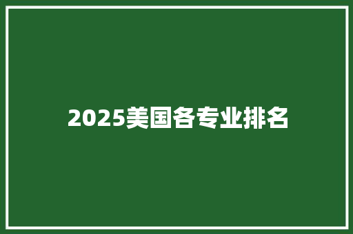 2025美国各专业排名