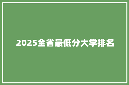 2025全省最低分大学排名