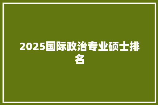 2025国际政治专业硕士排名