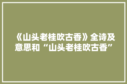 《山头老桂吹古香》全诗及意思和“山头老桂吹古香”的拼音注释