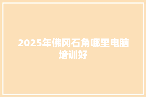 2025年佛冈石角哪里电脑培训好