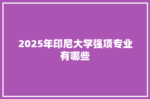 2025年印尼大学强项专业有哪些